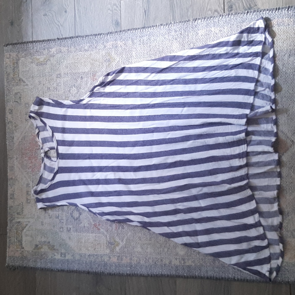 Striped soft surroundings rayon loose fit tank top blouse made in USA